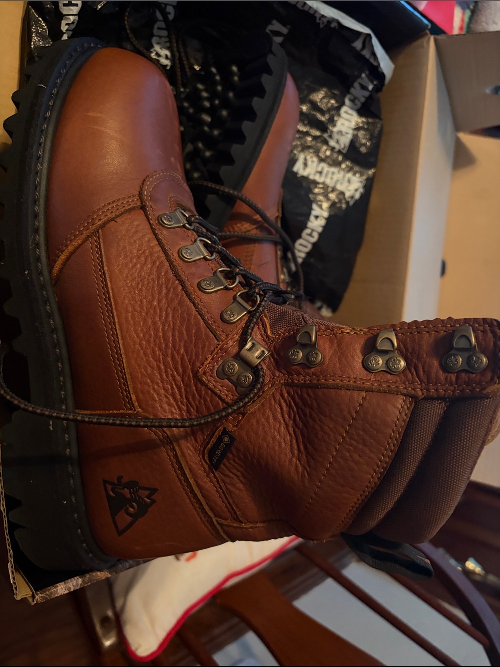 Rocky Men's Chestnut Brown Leather Lace-Up Work Boots